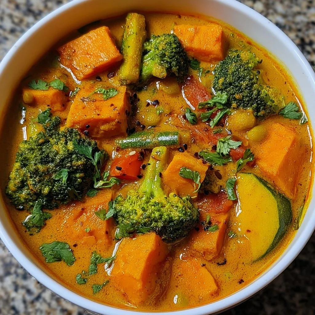 Sweet Potato Vegetable Curry with Broccoli