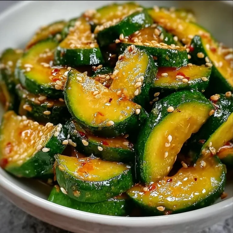 Delicious Asian zucchini side dish, fresh and flavorful, ready to be served.