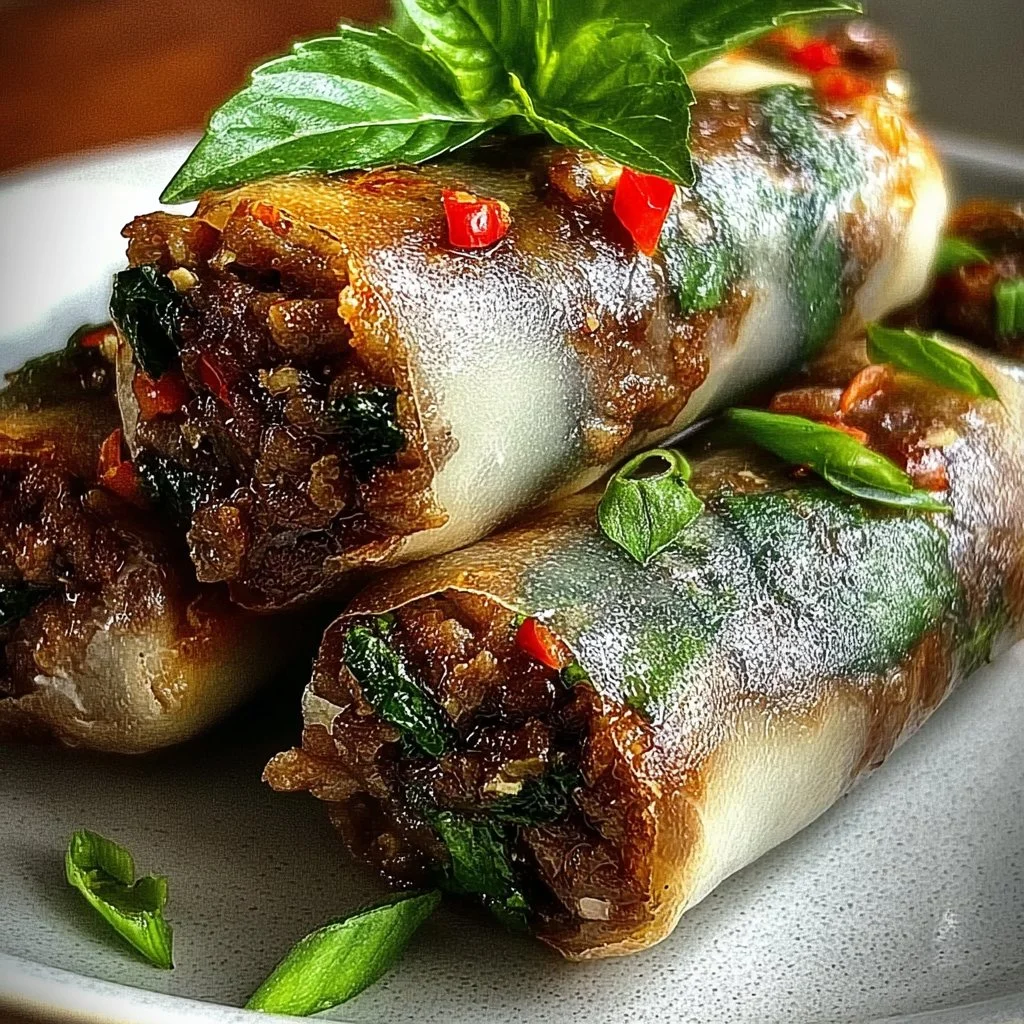 Thai Basil Beef Rolls That Burst with Fresh Flavor