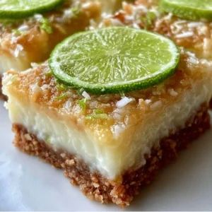 Tropical Coconut Lime Bars with a refreshing lime and coconut topping