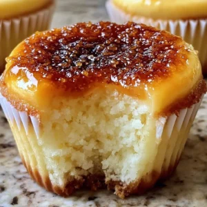 Vanilla Bean Crème Brûlée Cheesecake Cupcakes with a caramelized sugar topping
