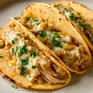 Delicious white chicken chili tacos topped with fresh ingredients
