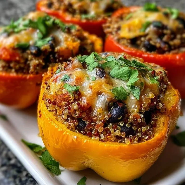 Zesty quinoa and black bean stuffed peppers on a plate
