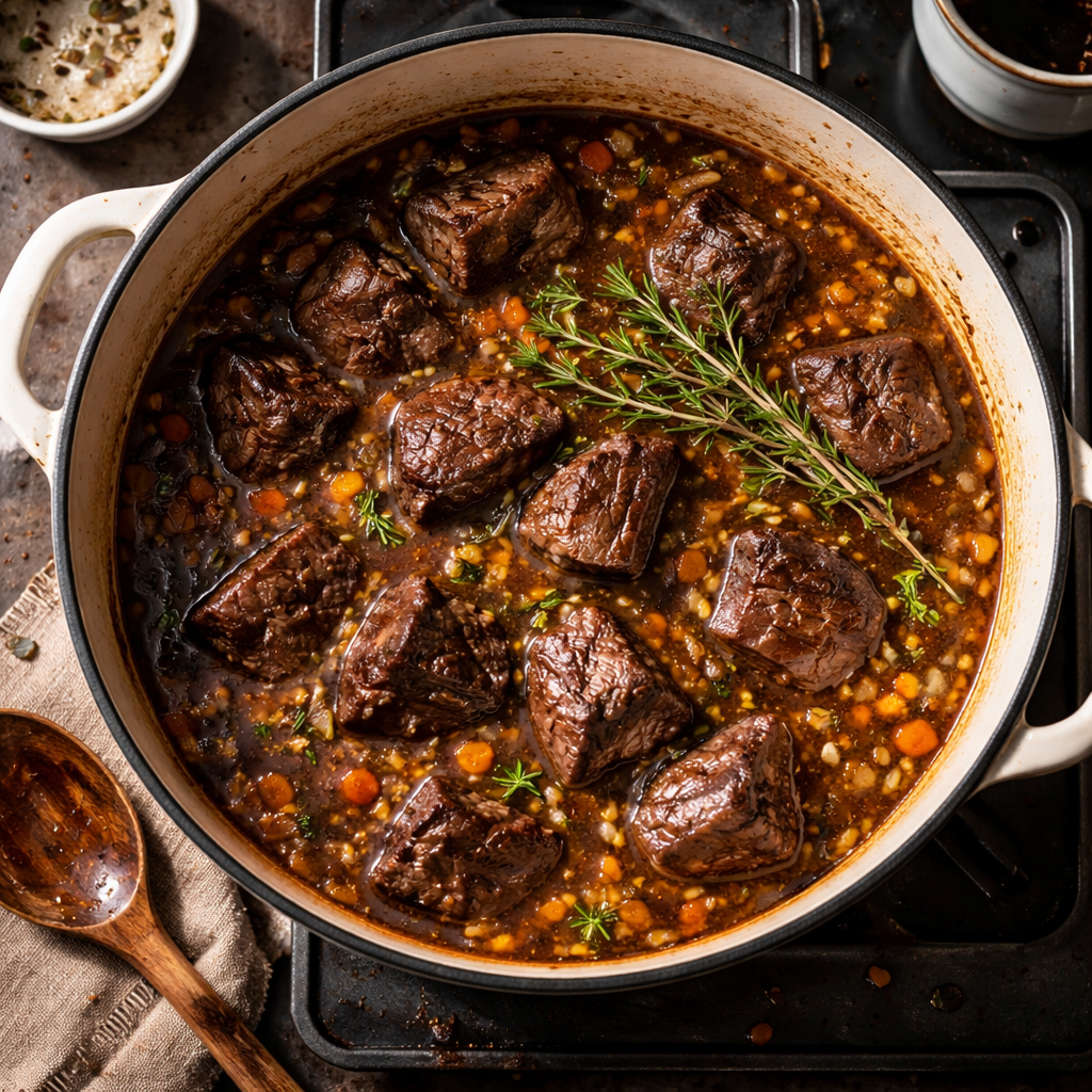 Italian Pot Roast (Stracotto) with Oven-Baked Gorgonzola Polenta preparation photo