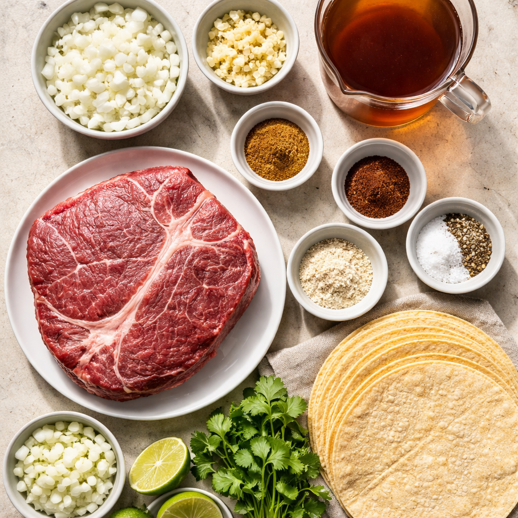 Slow-Cooked Chuck Roast Tacos ingredients photo