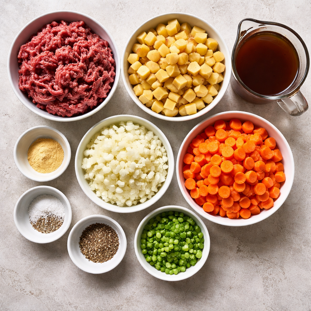 Simple Crockpot Ground Beef and Potato ingredients photo