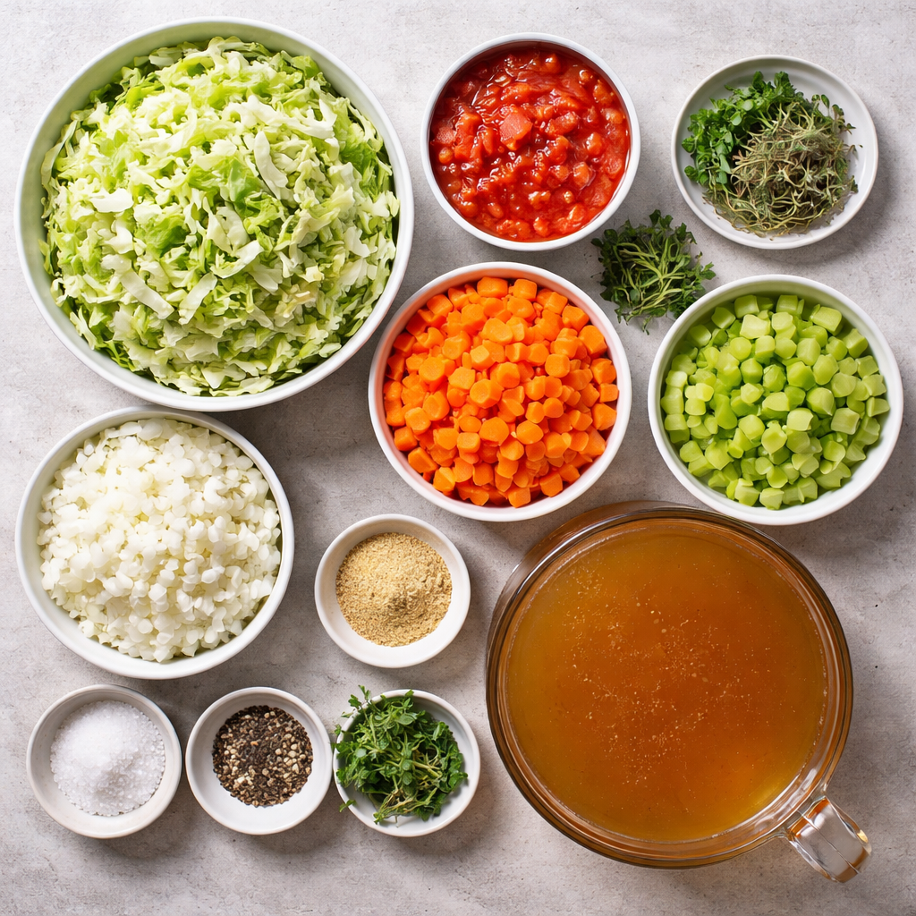 Low Calorie Cabbage Fat Burning Soup ingredients photo