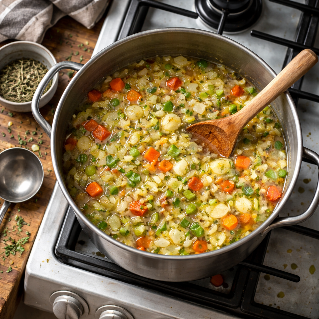 Low Calorie Cabbage Fat Burning Soup preparation photo