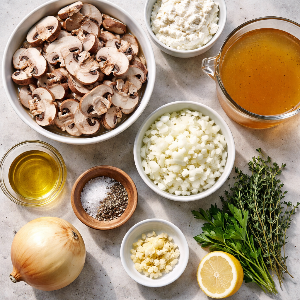 Cottage Cheese Mushroom Soup ingredients photo