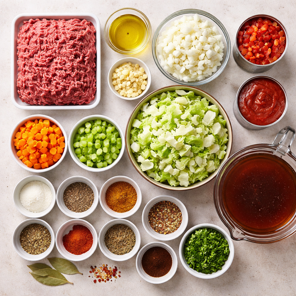 Hearty Cabbage Soup with Ground Beef: The Ultimate Comfort Recipe ingredients photo