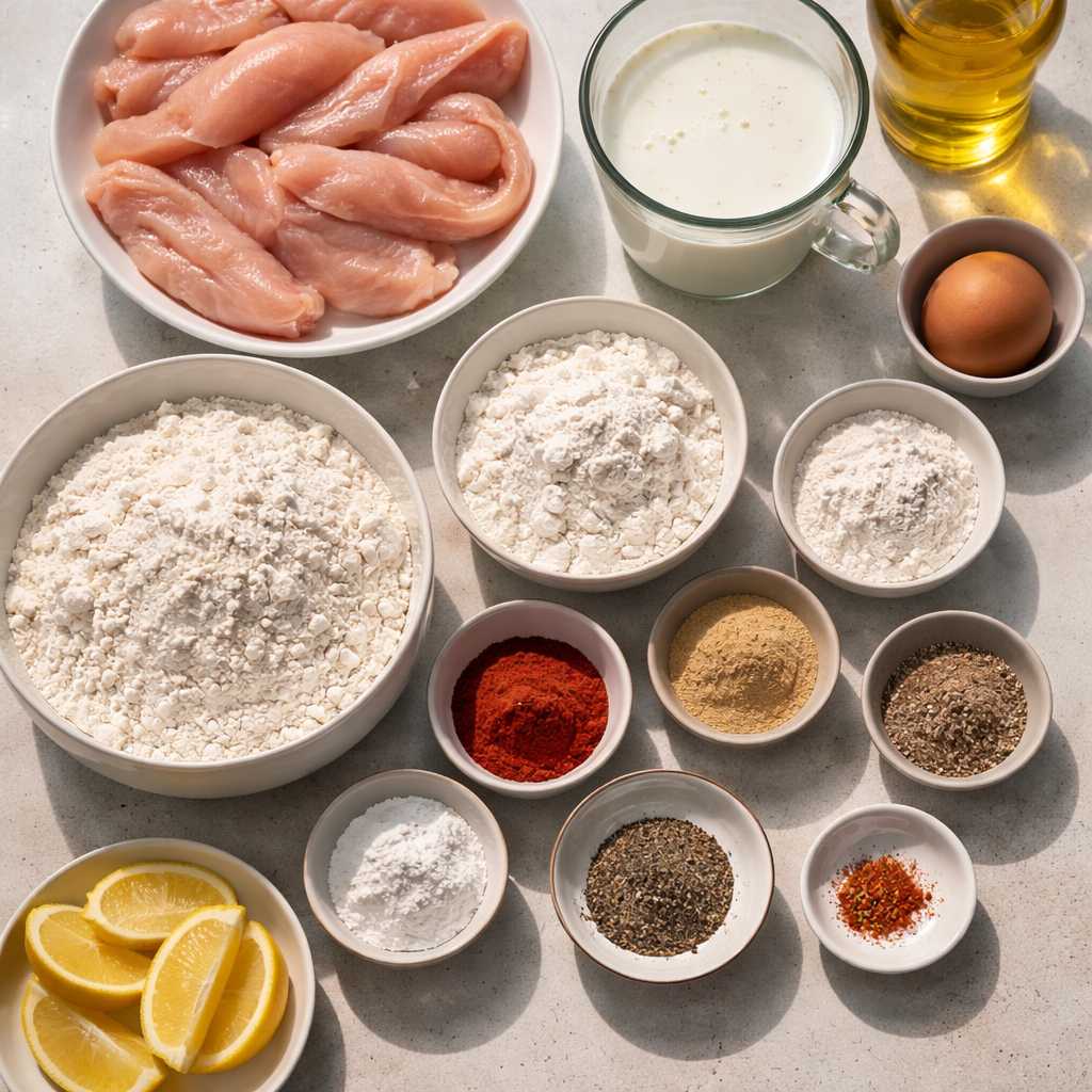 Crispy Buttermilk Fried Chicken Tenders ingredients photo