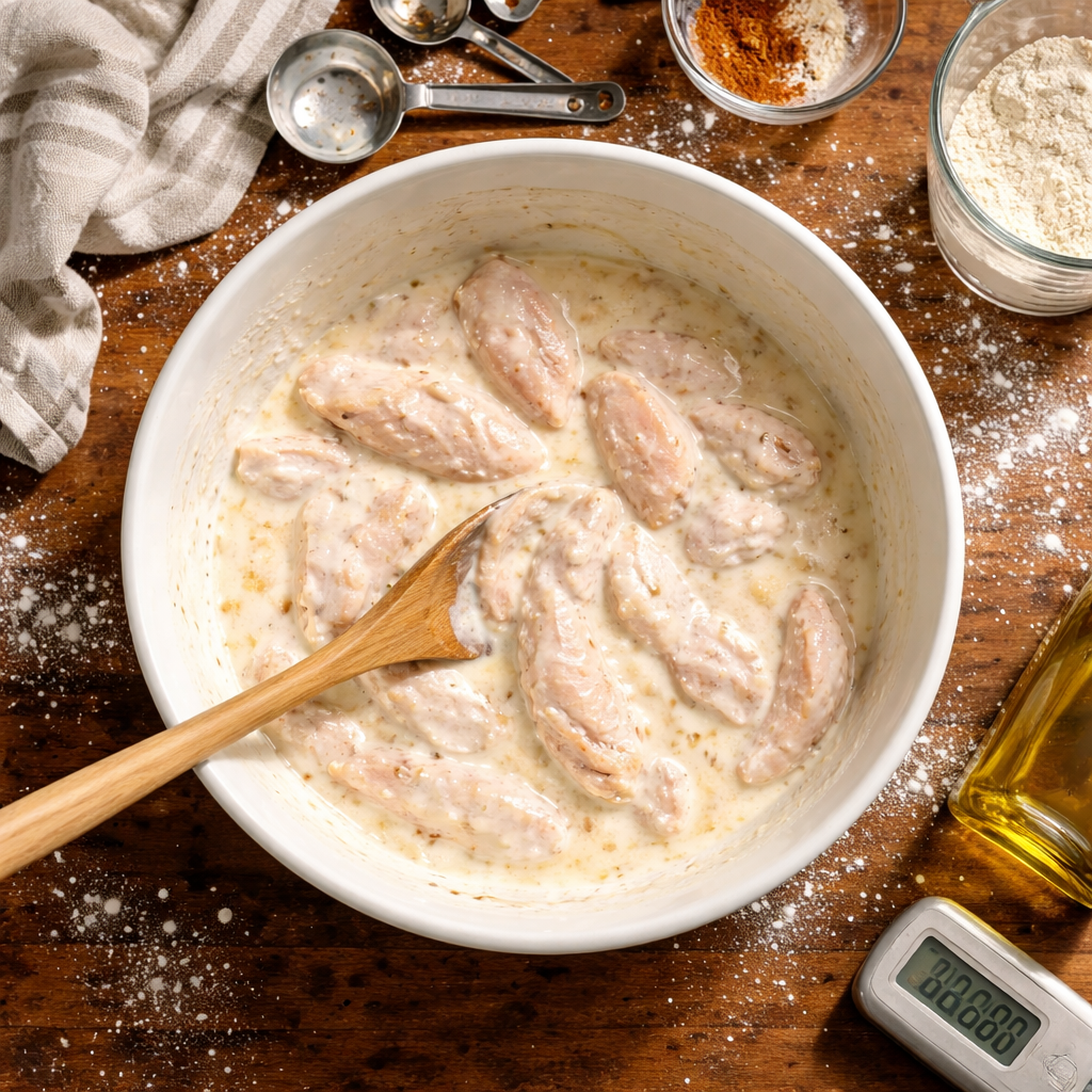 Buttermilk Fried Chicken Tenders preparation photo