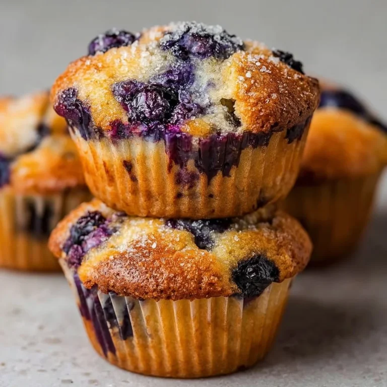 Freshly baked Banana Blueberry Muffins on a wooden table