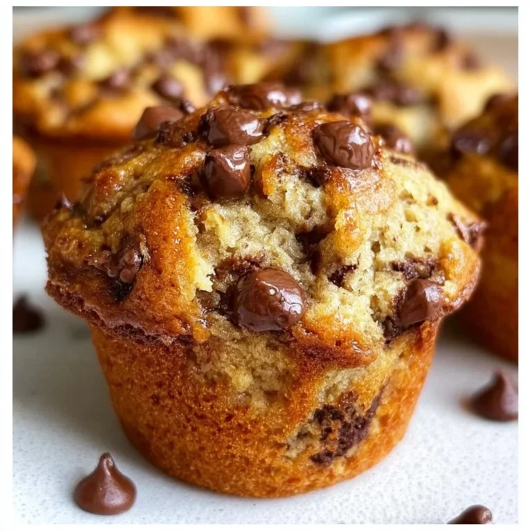 Freshly baked Banana Chocolate Chip Muffins in a basket