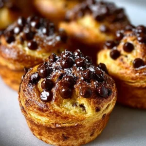 Delicious chocolate chip cruffins baked to perfection