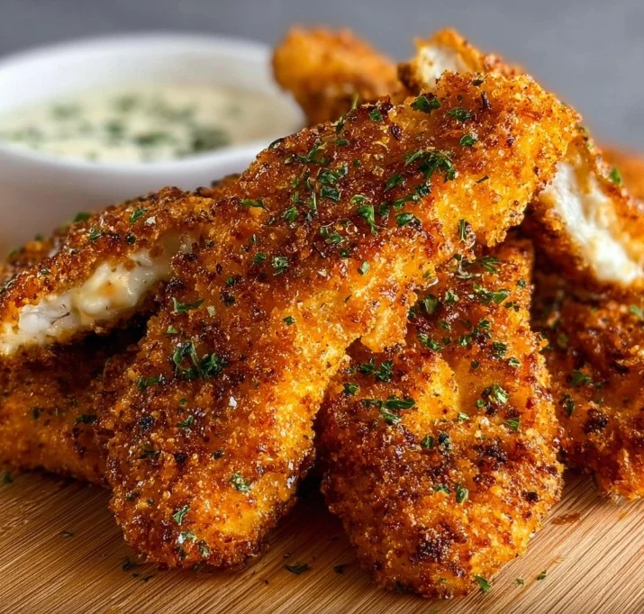 Delicious Crack Chicken Tenders served with dipping sauce
