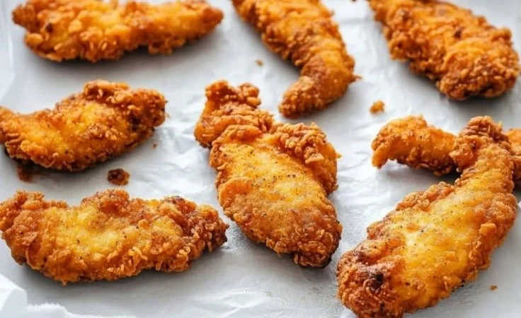Crispy buttermilk fried chicken tenders served with dipping sauce