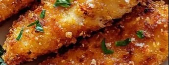 Homemade baked chicken tenders on a plate with dipping sauce.