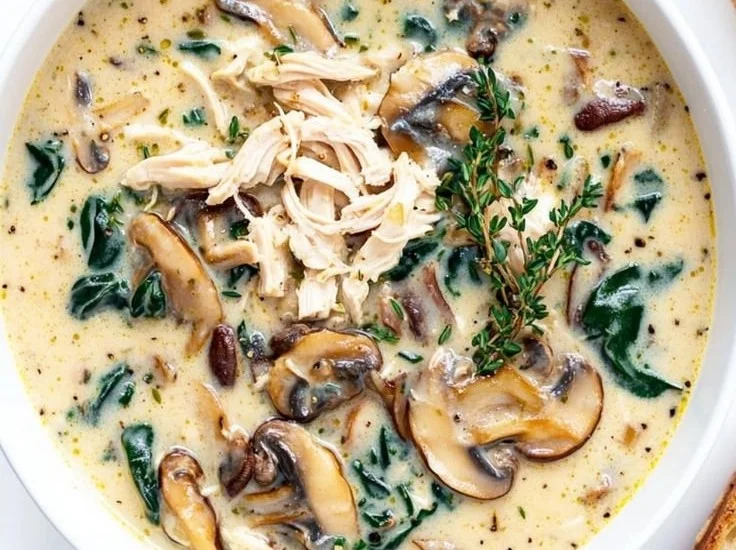 Homemade Rotisserie Chicken and Mushroom Soup