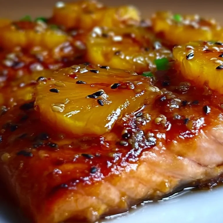 Delicious Honey Pineapple Salmon garnished with fresh herbs and pineapple slices