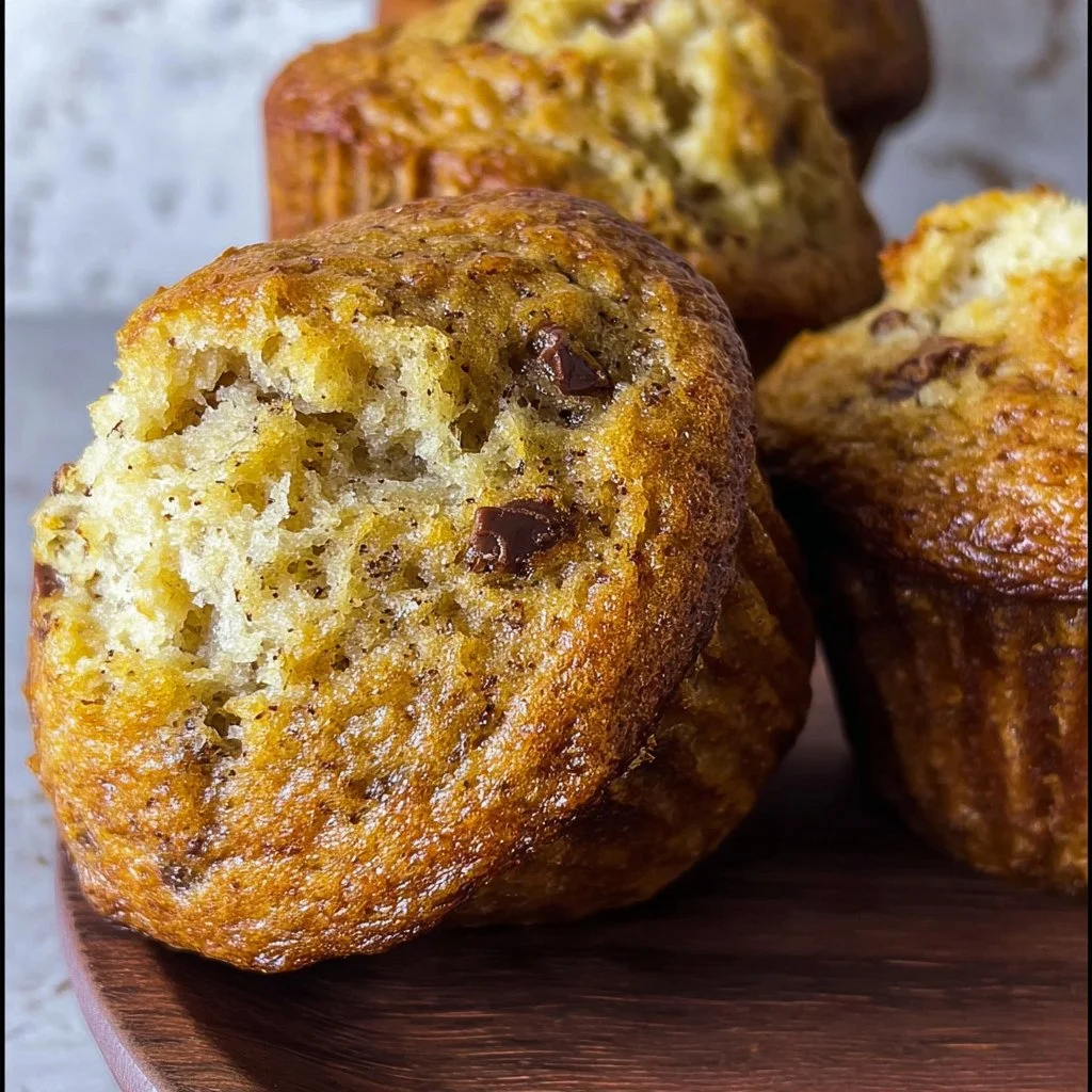 Freshly baked soft and moist banana muffins on a cooling rack
