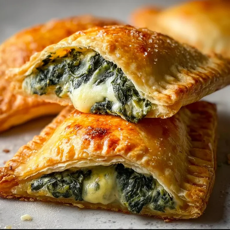 Spinach stuffed hand pies fresh out of the oven, golden and flaky.